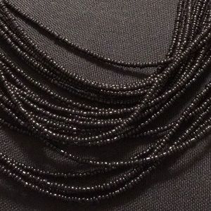 EUC,MULTI STRAND BLACK BEADED 18" necklace.Lobster claw clasp. Artisan made